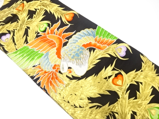 アンティーク　鳳凰模様織り出し袋帯（着用可）